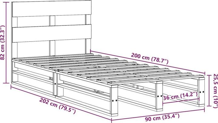 Actual product image vidaXL Bettgestell (120 x 190 cm)