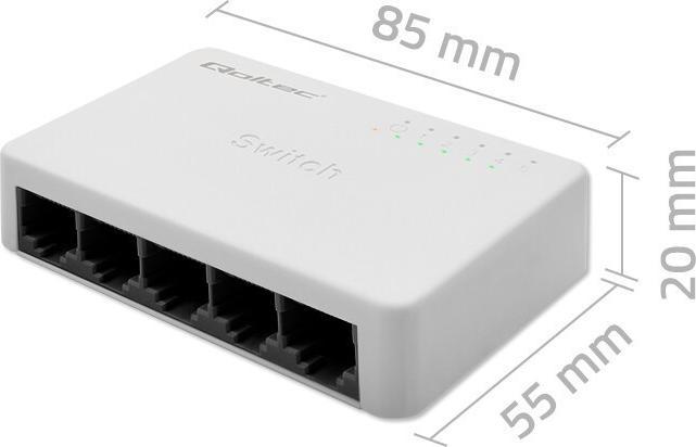Productafbeelding Qoltec Netzwerk Switch 5x RJ45 Port 100Mbps LAN (5 ports)