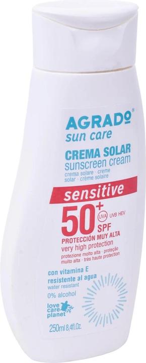 Produktbild Agrado Sensitive Sunscreen SPF 50+ Wasserfeste Vegane Formel 250ml (Sonnencreme Gesicht, SPF 50, 250 ml, 3520 g)