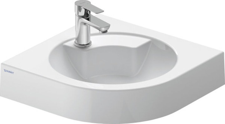 Produktbild Duravit Eck Waschtisch Architec 450mm ohne Überlauf, mit Hahnlochbank, 1 Hahnloch, Hahnloch vorgest (450 mm, 635 mm)