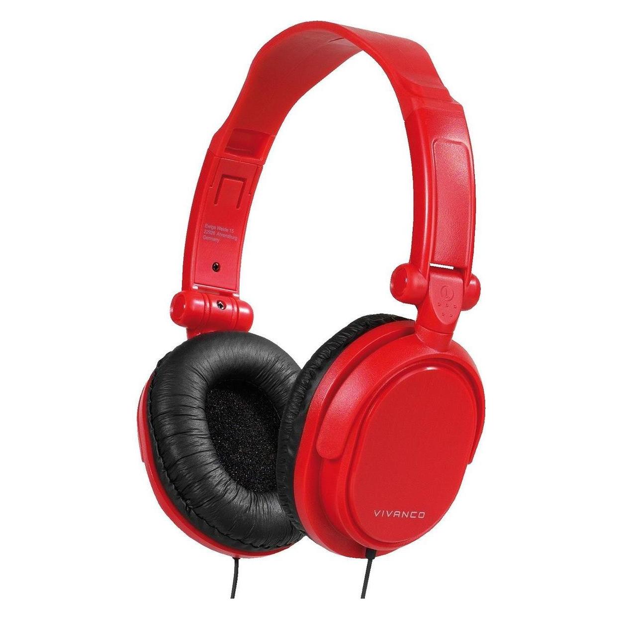 Vivanco DJ Headphones (Cable), Headphones, Red