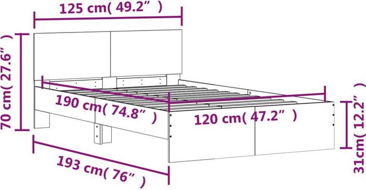 Image du produit vidaXL Bettgestell (120 x 190 cm)