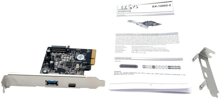 Produktbild Exsys GmbH 2 Port USB 3.2 Gen2 PCIe (x4) Karte mit 1x A- und C™ Anschluss (Asmedia)