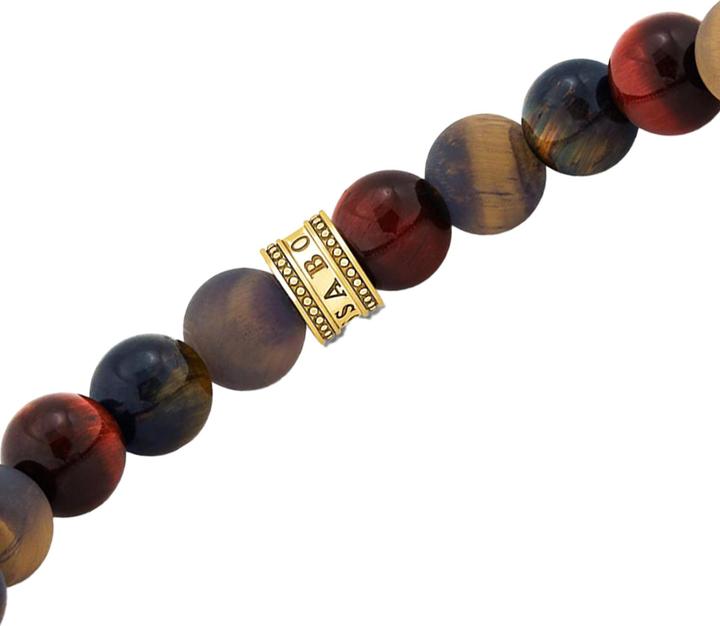 Image du produit Thomas Sabo Bracelet de perles en Oeil de tigre doré (17 cm, Argent sterling 925, Or jaune 750 plaqué or)