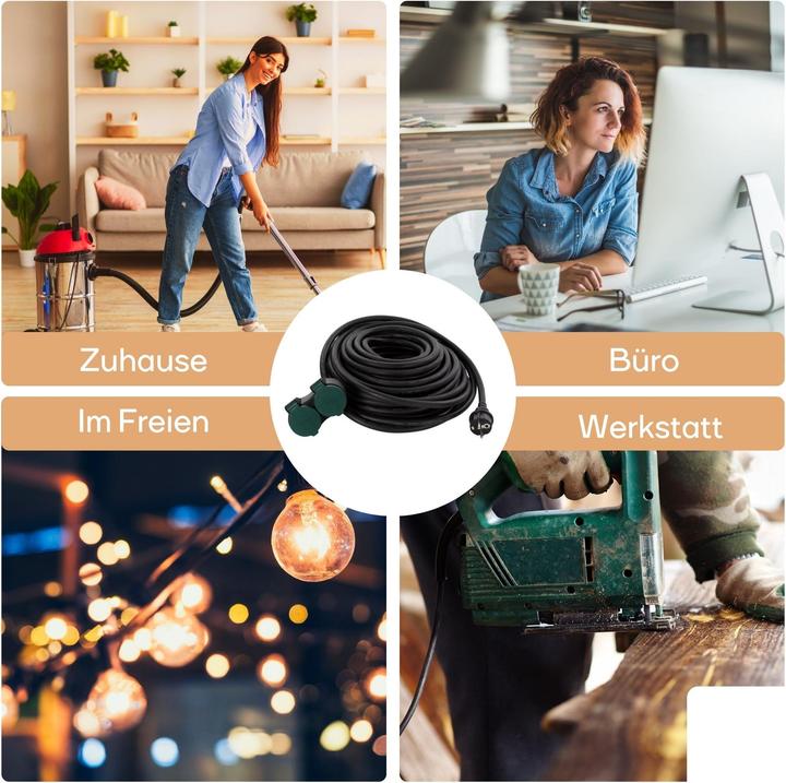 Actual product image Velleman Outdoor Extension Cord With 2 Outlets - Pin Earth - 20 m (20 m, CEE 7/5)