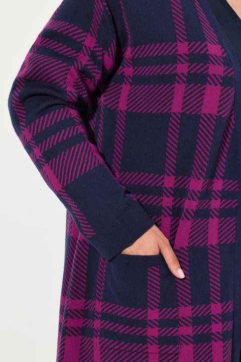 Image du produit Ulla Popken Cardigan oversize ouvert avec motif à carreaux (42, 44)