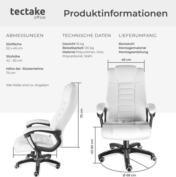 Actual product image tectake Luxury office chair made of artificial leather