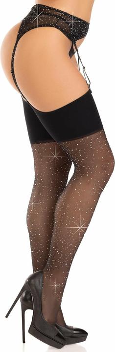 Actual product image Leg Avenue Spandex Stockings With Diamonds Black (One size)