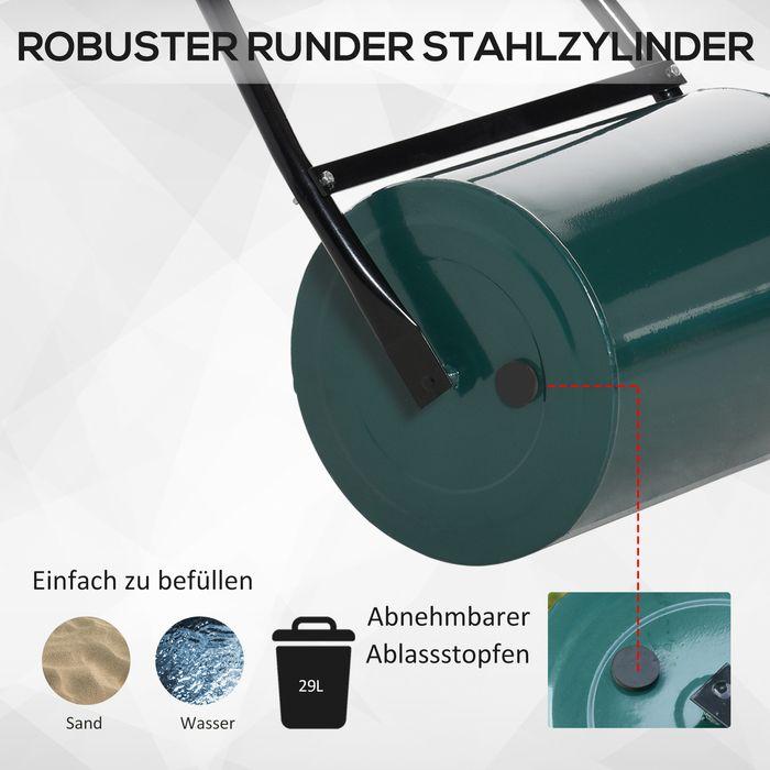 Immagine prodotto Swisshandel24 Rullo per prato con impugnatura a U Rullo da giardino Rullo da giardino diametro 30 cm 30 L
