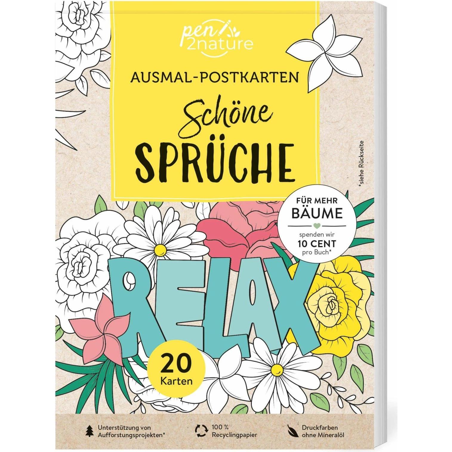 Pen2nature Ausmal-Postkarten Schöne Sprüche 20 Karten