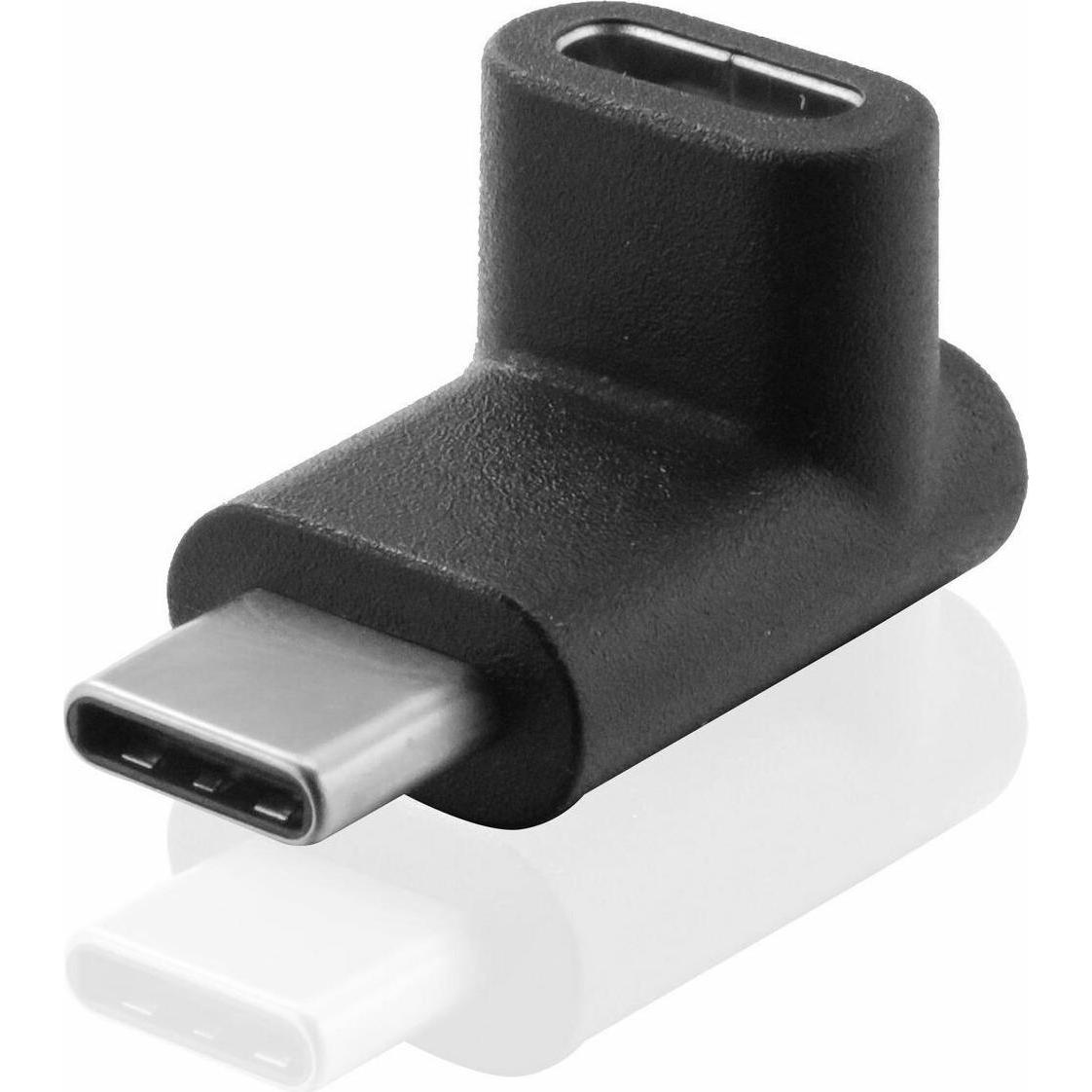 MicroConnect USB-C to C Adapter angled 90° (USB Typ-C, 12.10 cm), Data + Video Adapter, Schwarz