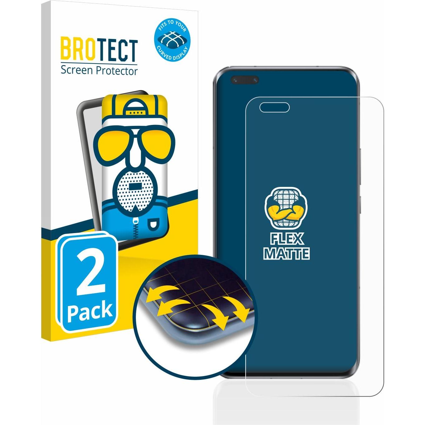BROTECT Full-Cover Displayschutz Matt (2 Stück, Honor Magic5 Pro), Smartphone Schutzfolie, Grau
