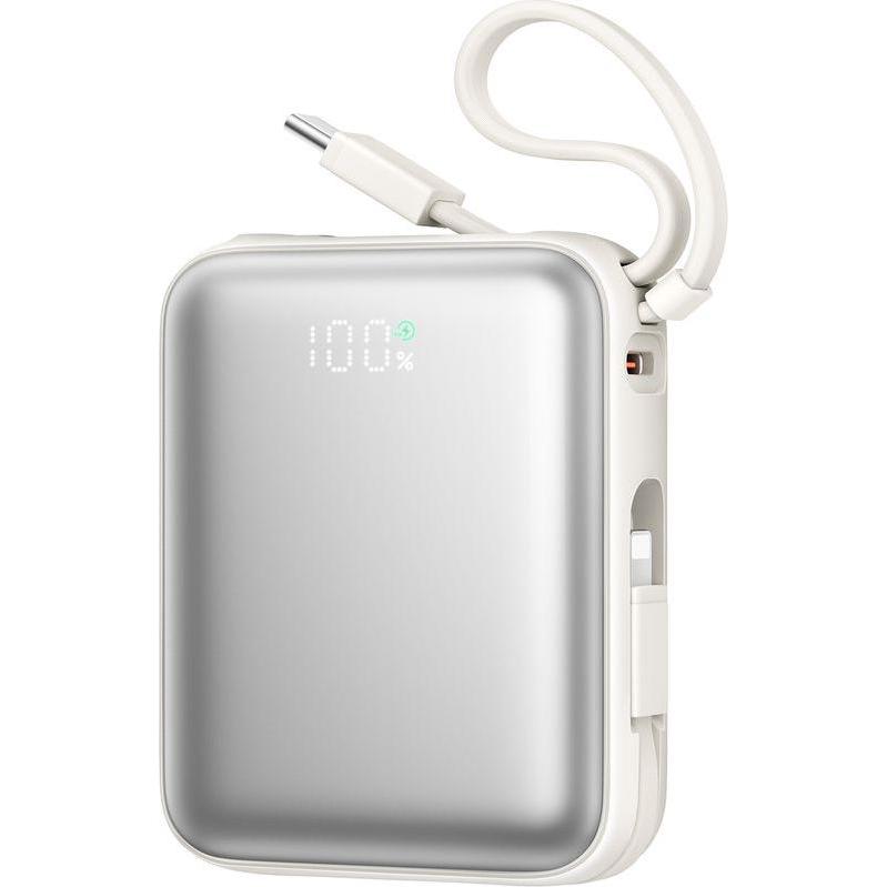 Joyroom 22.5W Fast Charging Power Bank 10000mAh with Dual Cables - White, Powerbank, Weiss