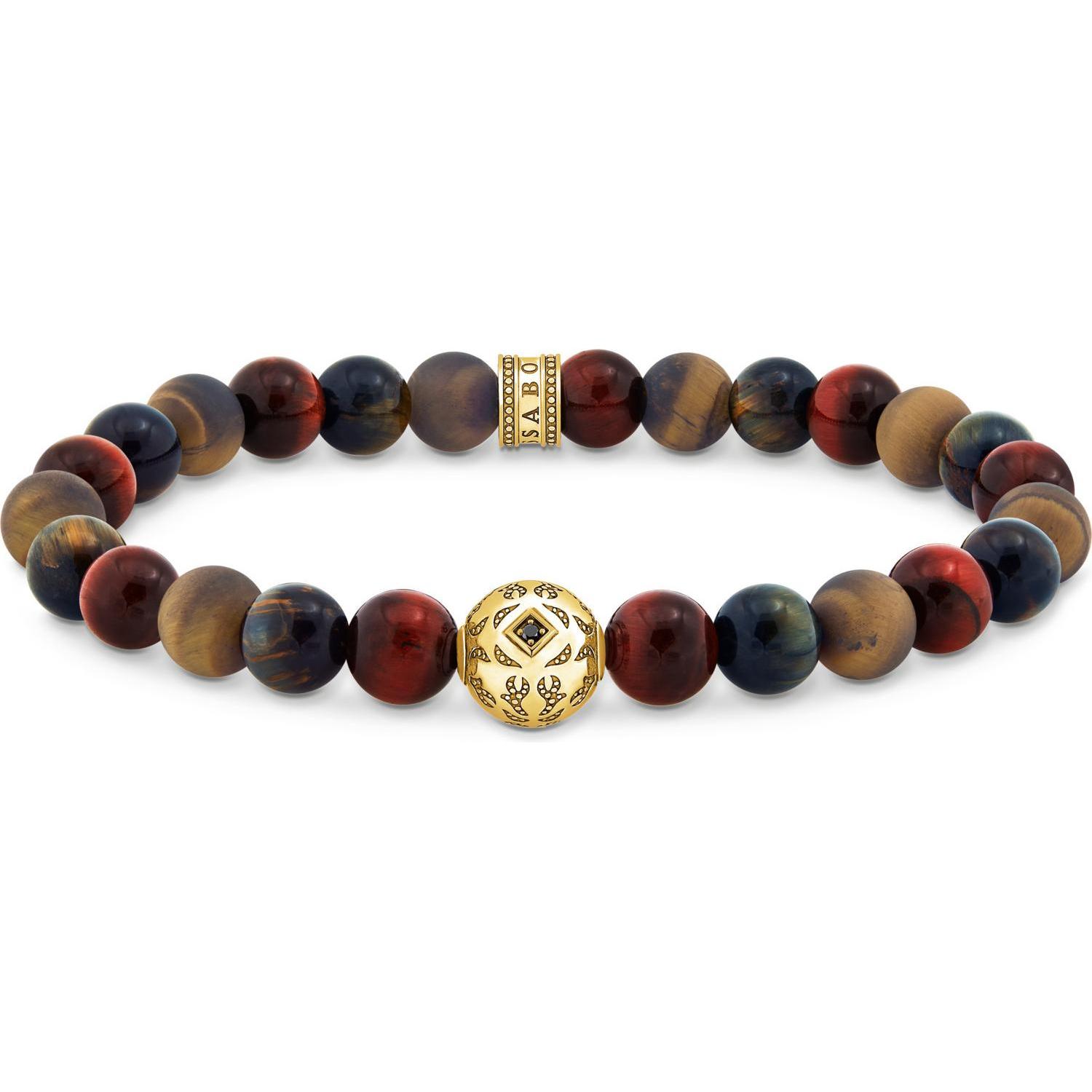 Thumbnail - Thomas Sabo, Armschmuck, Beads-Armband aus Tigerauge vergoldet, (19 cm, 925 Sterlingsilber, 750 Gelbgold Vergoldung)
