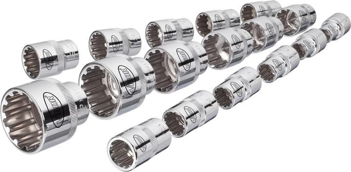 Produktbild Vigor Multiprofil Steckschlüsseleinsatz Satz ∙ V1898 ∙ Vierkant12,5 mm (1/2 Zoll) ∙ Multiprofil ∙ 1… (10 mm, 11 mm, 12 mm, 13 mm, 14 mm, 15 mm, 16 mm, 17 mm, 18 mm, 19 mm, 20 mm, 21 mm, 22 mm, 24 mm, 27 mm, 30 mm, 32 mm)