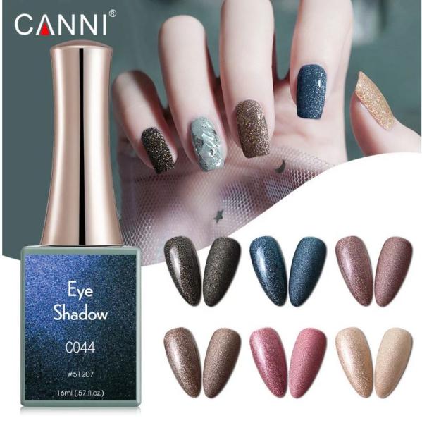 Immagine prodotto Canni Ombretto Gellack C043 UV/LED (Glitter nero intenso, Smalto per unghie effetto gel)