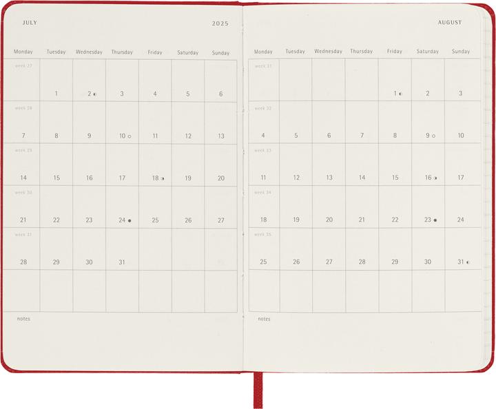 Productafbeelding Moleskine 12 maanden dagkalender 2025, Pocket/A6, 1 dag = 1 pagina, Harde kaft, Sch (A6, Pocket, Engels)