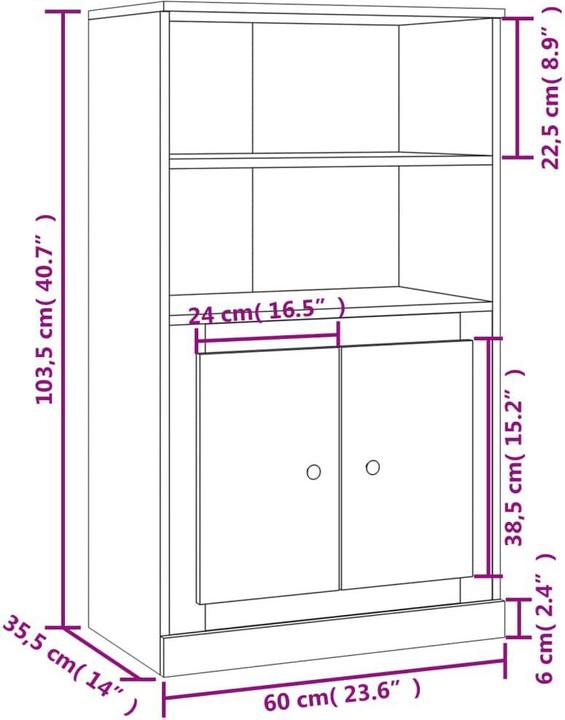 Produktbild vidaXL Highboard (60 x 35.50 x 103.50 cm)