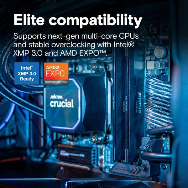 Produktbild Crucial Pro DDR5-6400 Kit 32GB 2x16GB UDIMM CL32 B Overclocking (2 x 16GB, 6400 MHz, DDR5-RAM, U-DIMM)