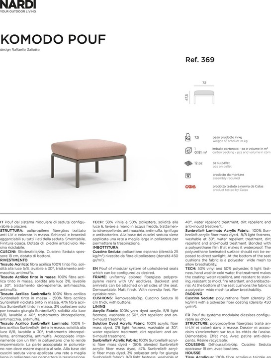 Image du produit Nardi Komodo Pouf Sunbrella