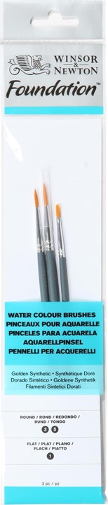 Actual product image Winsor & Newton Foundation watercolor brush set 3pcs ass.