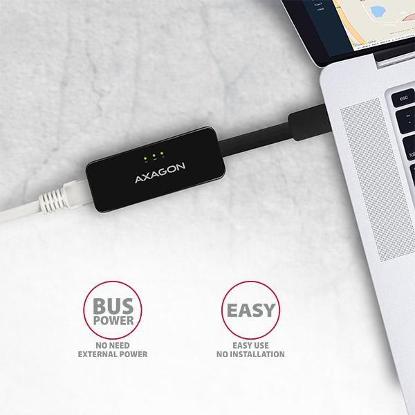 Actual product image Axagon ADE-XR Fast Ethernet 10/100 Adapter - USB 2.0 Type A (USB 2.0, RJ45 (1x))