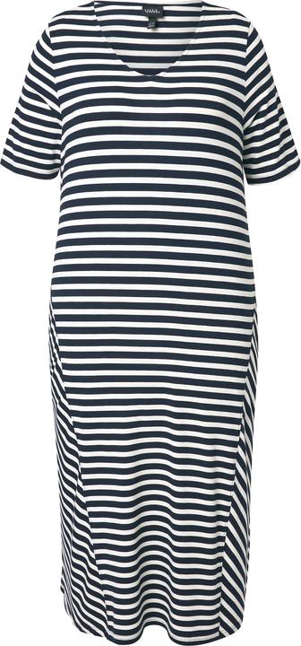 Image du produit Ulla Popken Robe midi à rayures, poches, décolleté en V et manches courtes, coupe évasée (54)