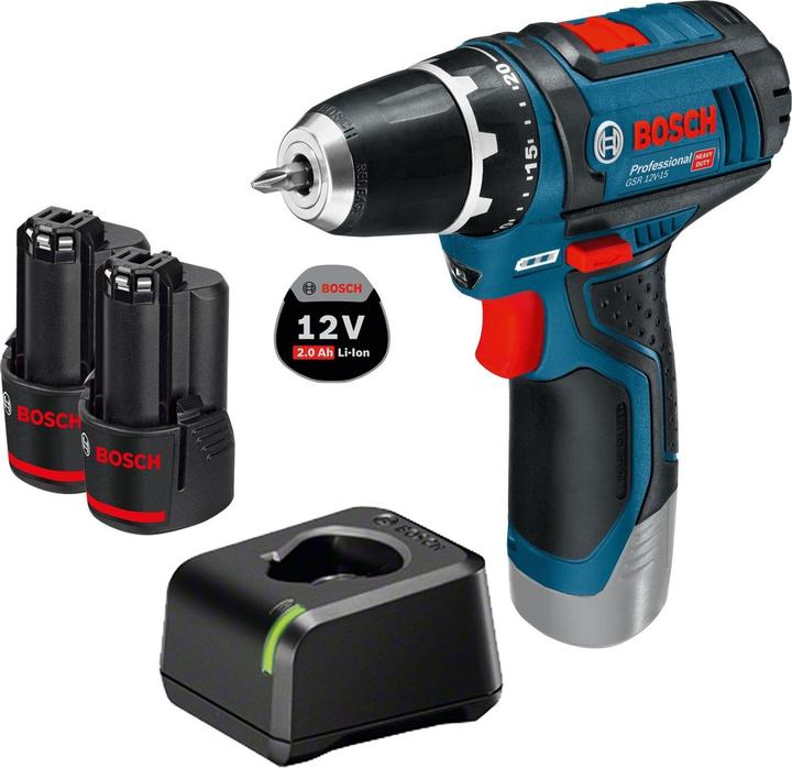 Produktbild Bosch Professional GSR 12V-2-LI, 2 x 2Ah Akkus
