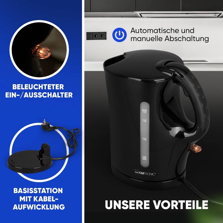 Produktbild Bomann Clatronic Wasserkocher schwarz WK 3819 (1.70 l)