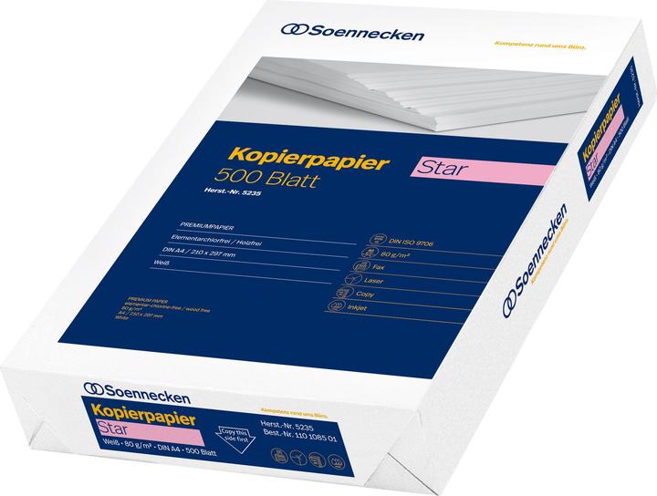 Soennecken Kopierpapier Star 5235 DIN A4 80g weiss 500 Bl./Pack. (80 g/m², 500 x, A4)