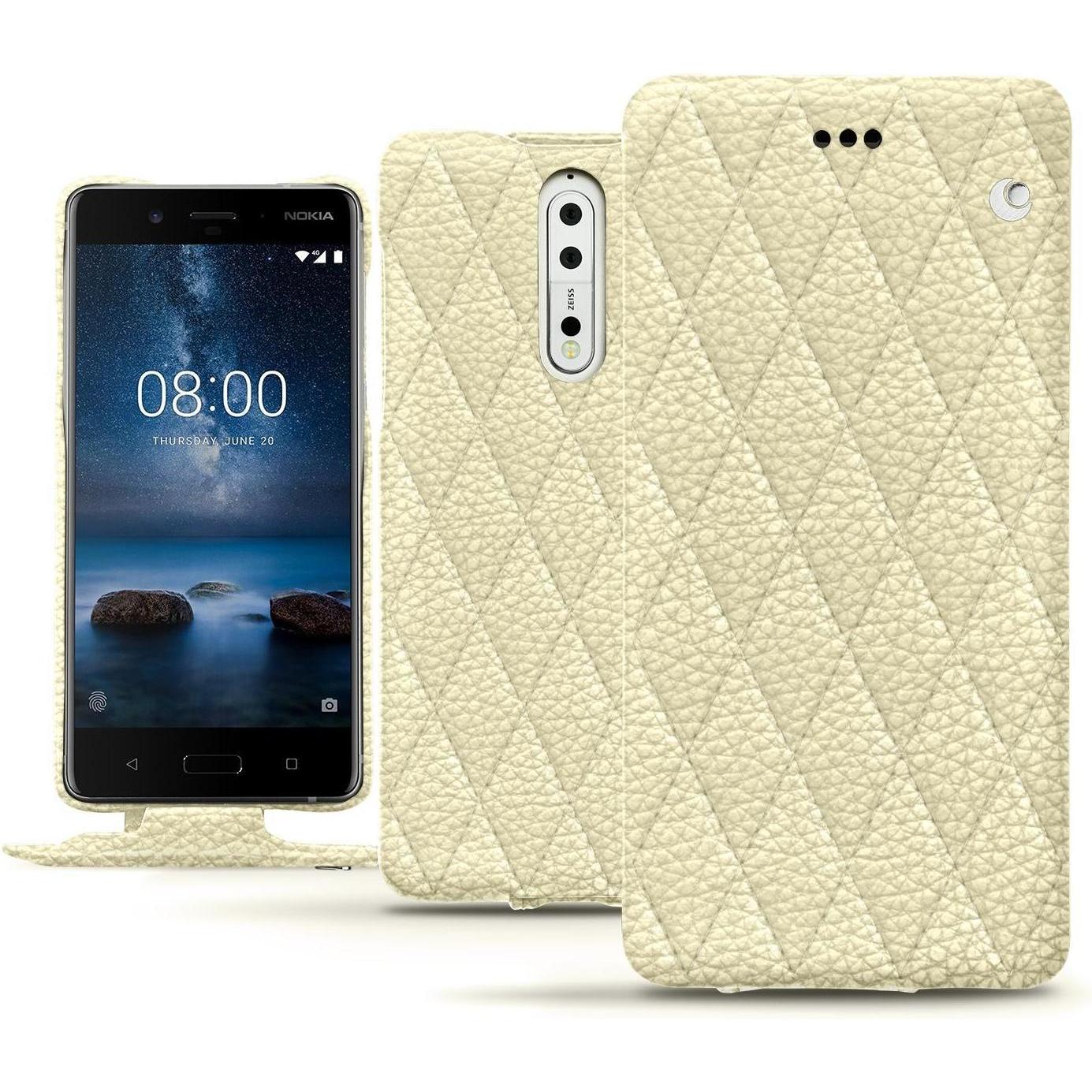 Noreve Lederschutzhülle vertikal (Nokia 8), Smartphone Hülle, Beige