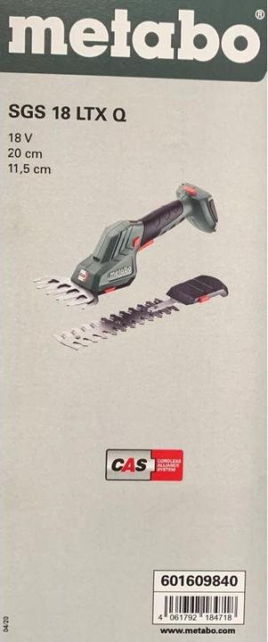 Actual product image Metabo Shrub and SGS LTX Q (Rechargeable battery operated)