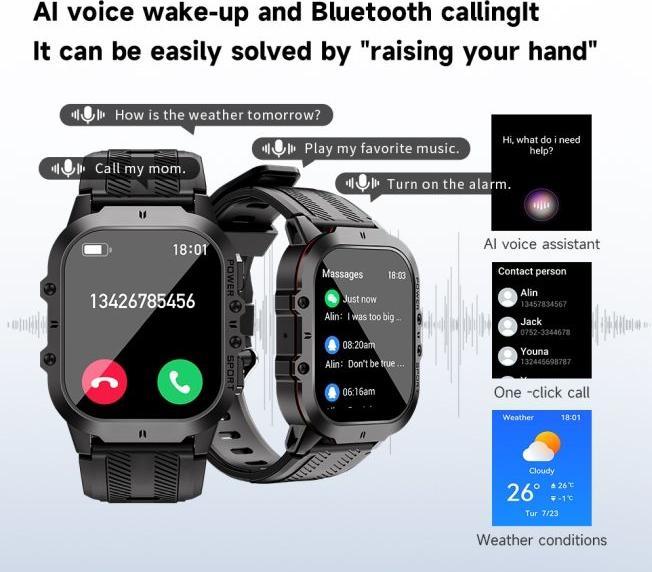 Produktbild Mu Sport Outdoor Smart Watch 1.96" AMOLED Bluetooth Call