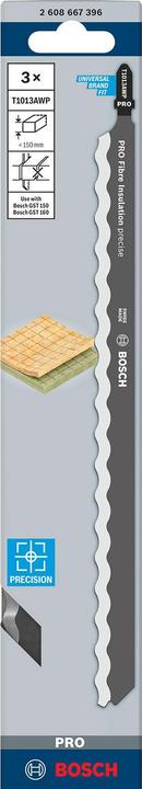 Immagine prodotto Bosch Professional Zubehör PRO Fibre Insulation precise T1013AWP Lama per seghetto alternativo, 250 mm, 3 pezzi.