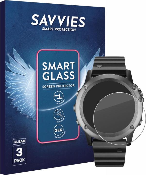 Immagine prodotto Savvies 3x Smart Glass – Hybrid Glass Pellicola in vetro 9H per Garmin Fenix 3 (fenix 3)