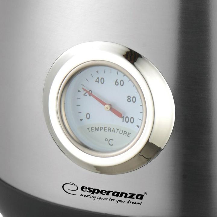 Productafbeelding Esperanza EKK029 Elektrische waterkoker met thermometer 1.7 L 2200 W Inox (1.70 l)