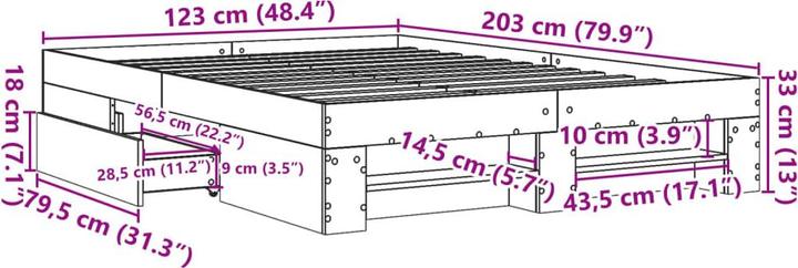 Actual product image vidaXL Bettgestell (135 x 190 cm)