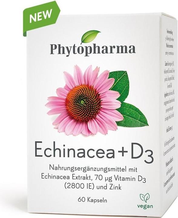 Produktbild Phytopharma Echinacea + Vitamin D3 (60 Stk., Kapseln, 63 g)