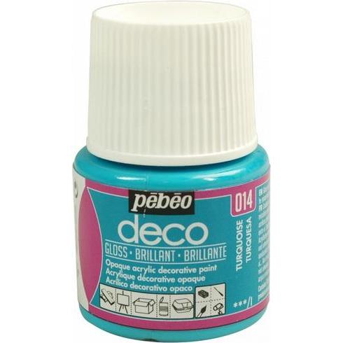 Pebeo, Künstlerfarbe + Bastelfarbe, Deco Glänzende Acrylfarben (Türkis, 45 ml)