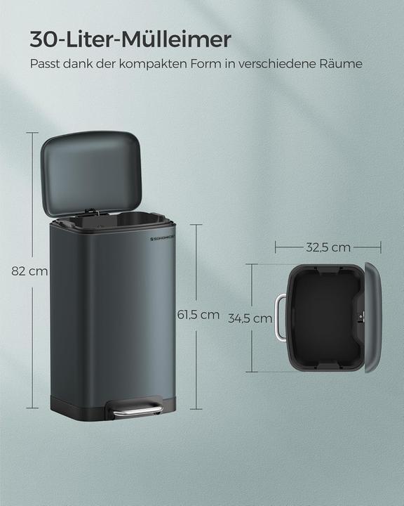 Actual product image Songmics 30L Mülleimer, Rauchgrau (30 l)