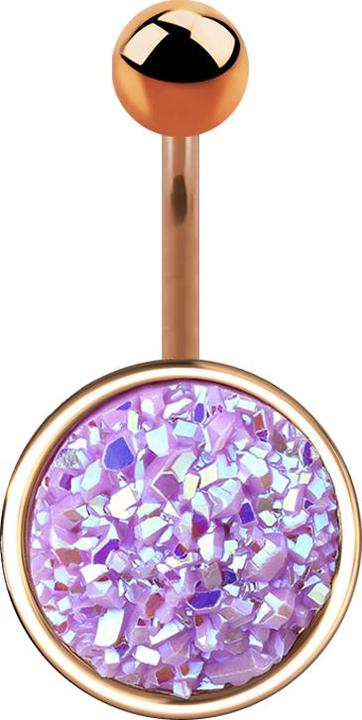 Image du produit Star Piercing Banane or rose avec pierre Druse violet clair (Laiton, Acier chirurgical 316L)