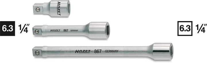 Actual product image HAZET Extension 867-2 ∙ Square, hollow 6.3 mm (1/4 inch) ∙ Square, solid 6.3 mm (1/4 inch) (1/4")