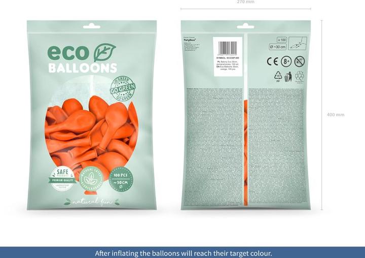 Produktbild Partydeco Öko-Luftballons 30 cm Pastell, Orange (1 Pck (100 x)