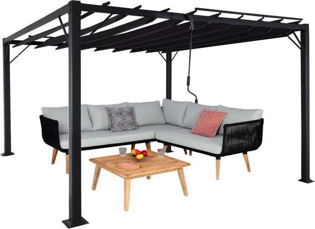 Produktbild Mendler Pergola HWC-L40, Lamellen, 8cm-Alu-Gestell Stoff/Textil, 3x3m anthrazit (290 cm, 295 cm)
