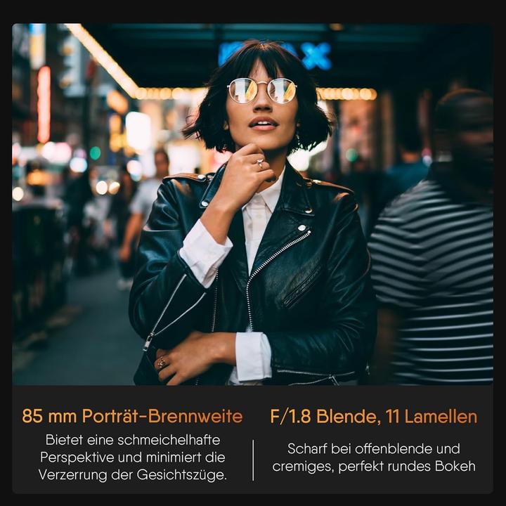 Produktbild Rollei AF 85 mm F/1.8 Nikon Z- Mount (Nikon Z, APS-C / DX, Vollformat)