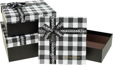 Actual product image Teka Geschenkbox mit Schleife, 3 Stück, ROSETTE kariert (3x)