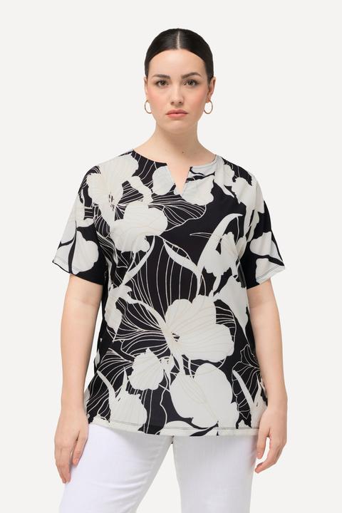 Produktbild Ulla Popken T-Shirt, Blüten, Oversized, Tunika-Ausschnitt, Halbarm (58)