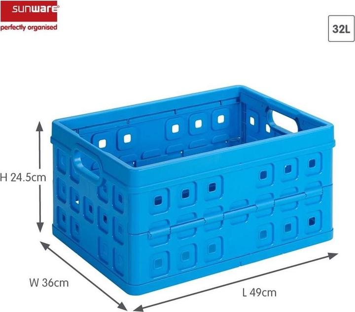 Produktbild Sunware Square Klappbox, Inhalt 32 oder 46 Liter, 30 kg Tragkraft, für Lebensmittel (36 cm, 32 l, 1x)