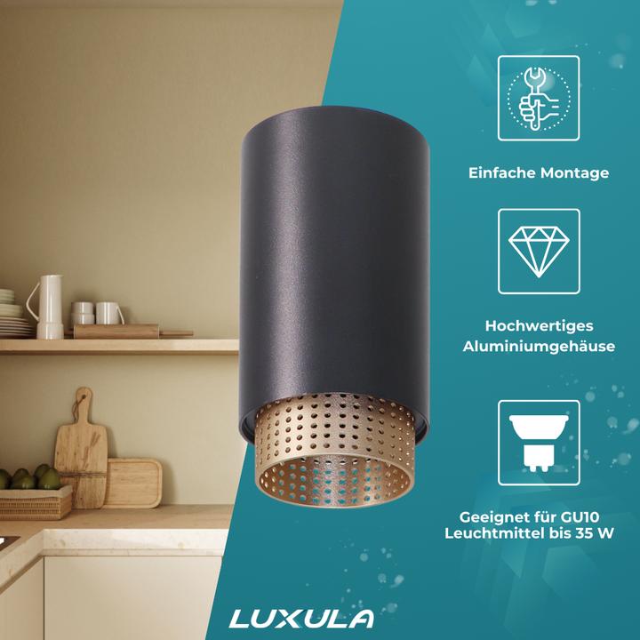 Actual product image Luxula LED surface-mounted spot with, black/gold (GU10)