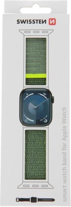 Immagine prodotto Swissten Fascia in nylon per Apple Watch 42/44/45/49 mm Verde lucido (Nylon)